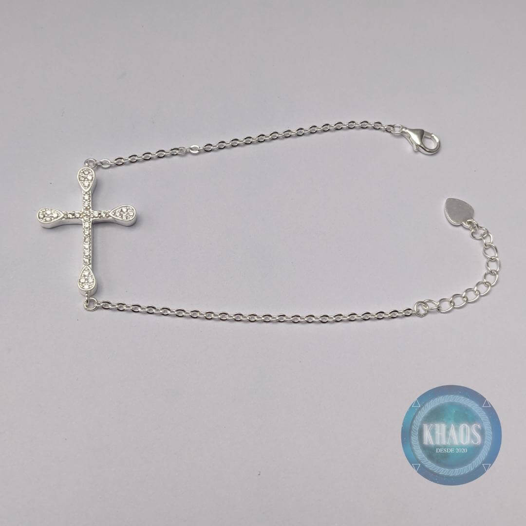 Pulsera cruz con zircones